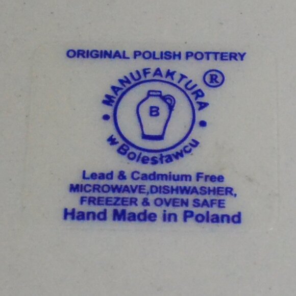 Authentic Boleslawiec Christmas Tree Design Dish Blue Peacock Eye Artisan Named - Picture 9 of 10